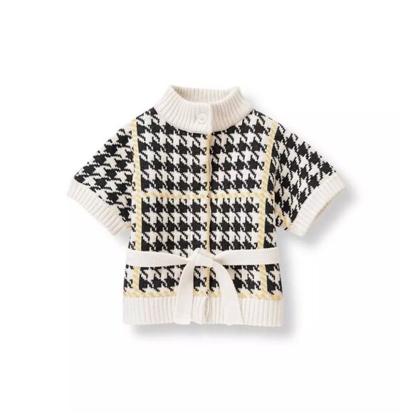 Janie and Jack Charoal black white yellow Plaid Cardigan 18-24 M - Picture 1 of 6